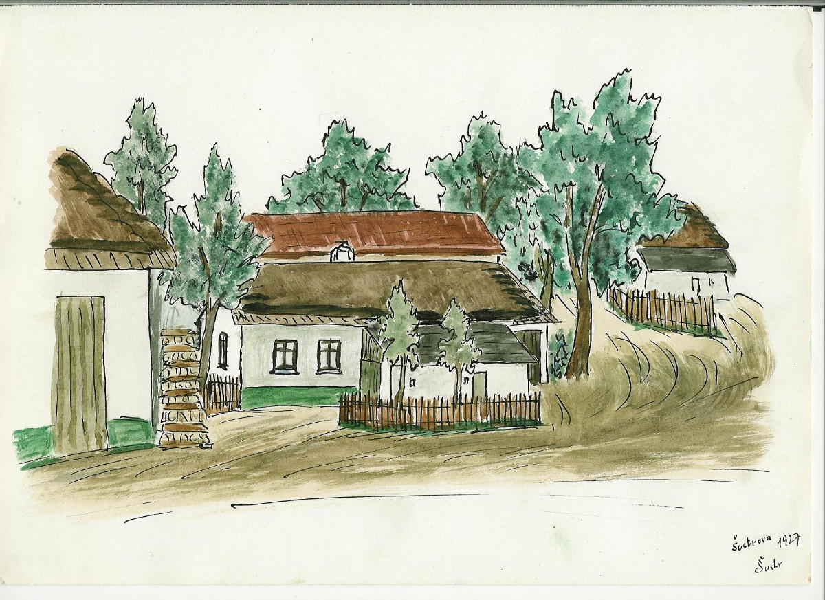 Tatínkův rodný domek, který nakreslil ve svých 10 letech